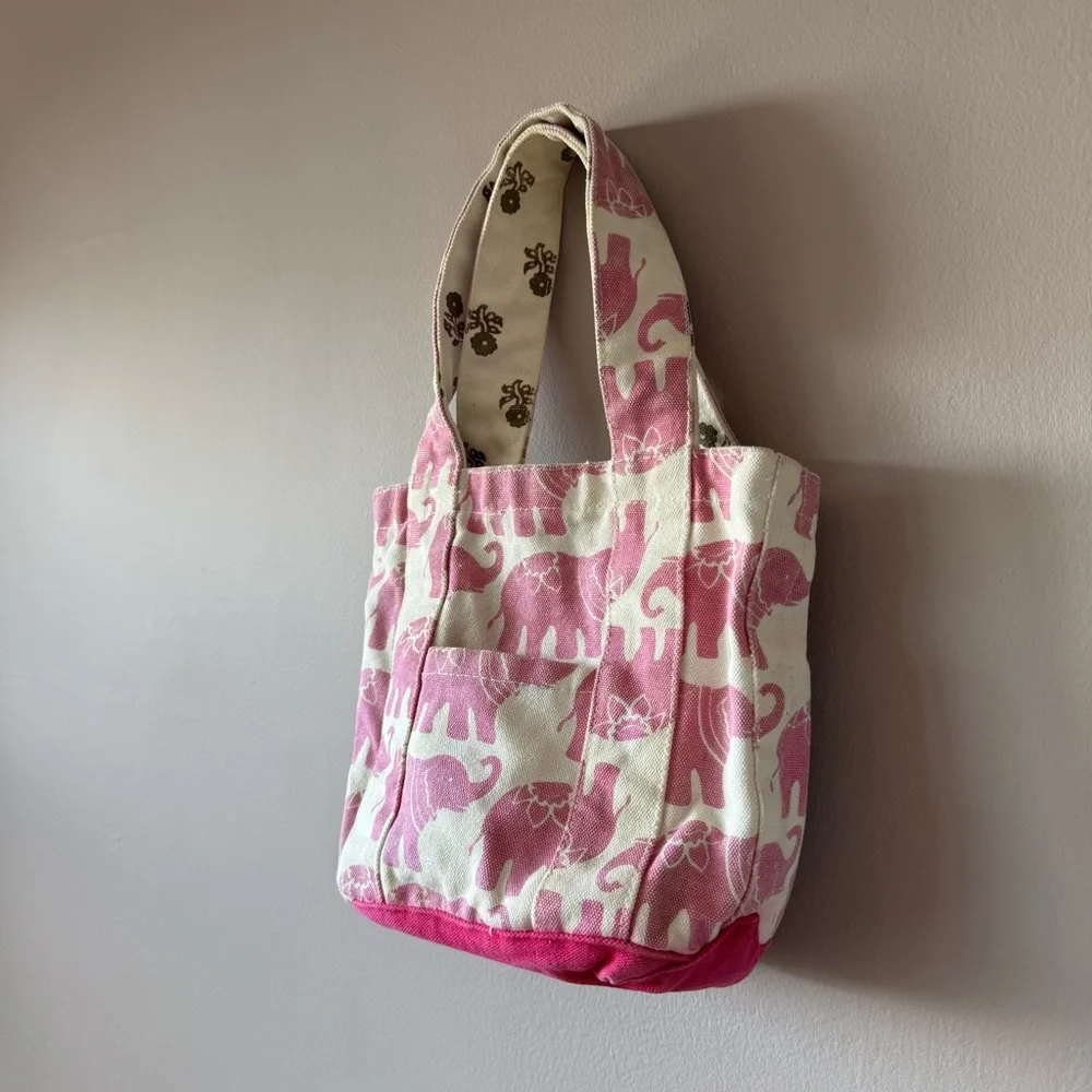 Pink‎ Chicken New York Pink Elephant Mini Canvas Tote Bag